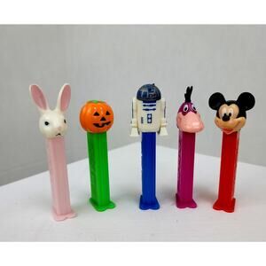 5 Popular Vintage Pez Dispensers R2D2 Mickey Easter Bunny Dino Pumpkin US Patent